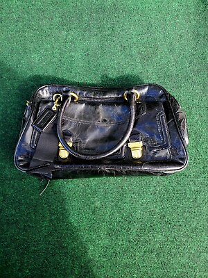 #ad Coach Poppy Camelia Black Large Leather Satchel Tote Bag M1169 17888 w Dust Bag