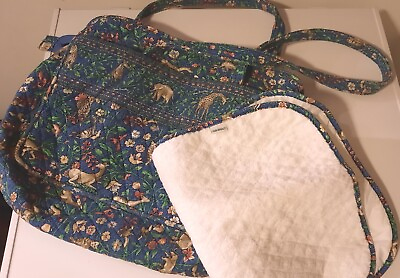 VERA BRADLEY Blue Animal Print Baby Diaper Tote bag With Changing Pad CLEAN