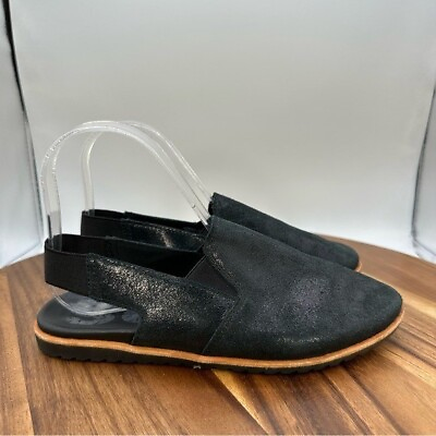 #ad Sorel Ella Slingback Mule Sandals Black Suede Shimmer NL3540 010 Women#x27;s Size 5