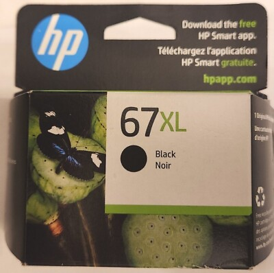 #ad HP 67XL BLACK GENUINE INK CARTRIDGE 3YM57AN#140 BRAND NEW EXP.2025