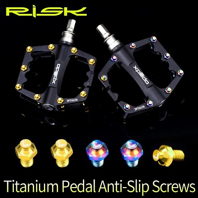 #ad RISK 8pcs Bicycle Pedals Bolts Titanium Alloy Anti skid Screws for XC AM DH Bike