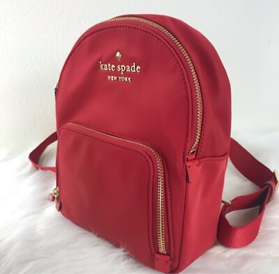 #ad Kate Spade Watson Lane Hartlay Bagpack Red Small Size 9quot;H 7quot;W 3quot;D