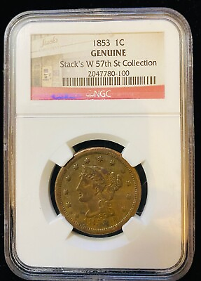 #ad 1853 U.S. 1 cent Stack#x27;s W57th St Collection