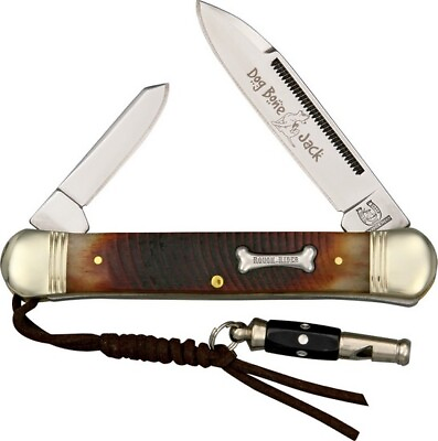 #ad Rough Rider RR1185 Dog Bone Muskrat Jack Bone Handle Folding Pocket Knife