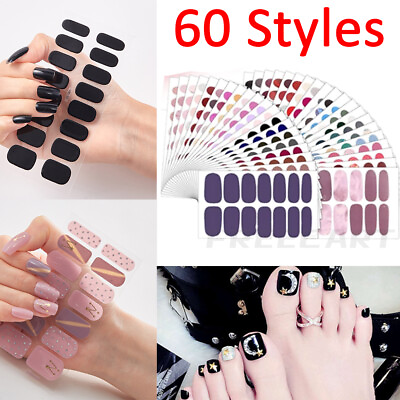 #ad Full Size Nail Wraps Stickers Polish Toe Manicure Art Self Stick Decor 3D Decals