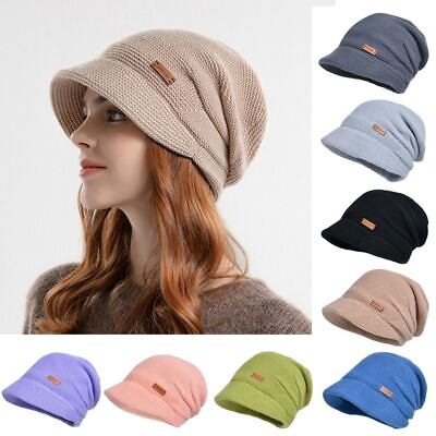 #ad Short Brim Knitted Hat Fleece Lined Ear Protection Beanies Autumn Winter