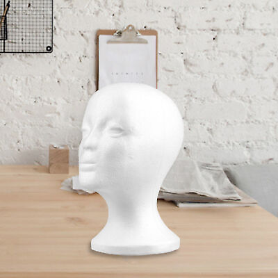 #ad White Female Foam Head Mannequin Head Model Wig Glasses Hat Display Stand Holder