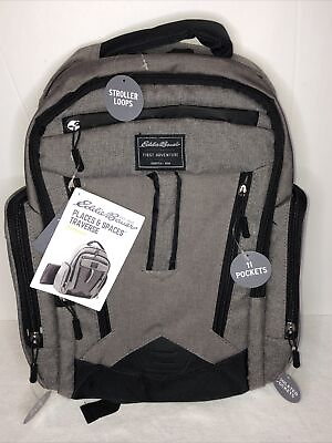 #ad Eddie Bauer Diaper BackPack Comfortable Multifunction Durable Safe Grey Heather