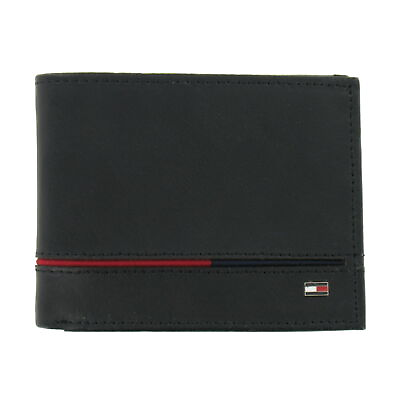 #ad Tommy Hilfiger Men#x27;s Leather Bi Fold Wallet 2 Fold Black $55