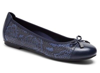 #ad Vionic Minna Boa Ballet Flats Snakeskin Blue Leather Bow Slip On Casual 8.5