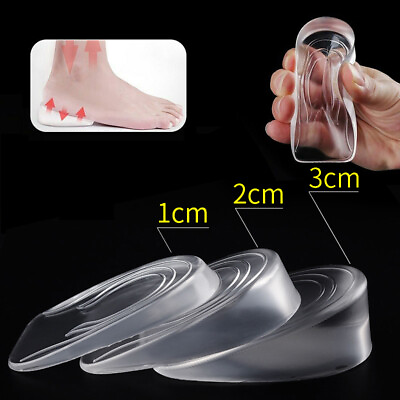 #ad 1Pair Invisible Height Increase Silicone Heel Pads Transparent Cushion Soles DIY