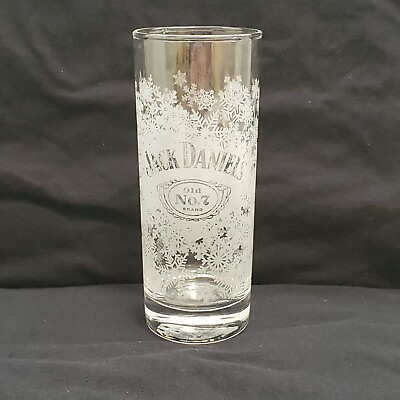 #ad Jack Daniels Old No 7 Brand Tall Whiskey Glasse Snowflake Design 10 oz High Ball