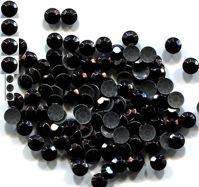#ad RHINESTUDS Faceted Metal 4mm Hot Fix BLACK iron on 2 Gross 288 Pieces