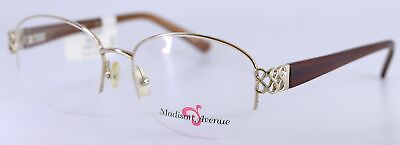 #ad Madison Avenue MAL106 718 Shiny Gold Oval Womens Half Rim Eyeglasses 54 16 135