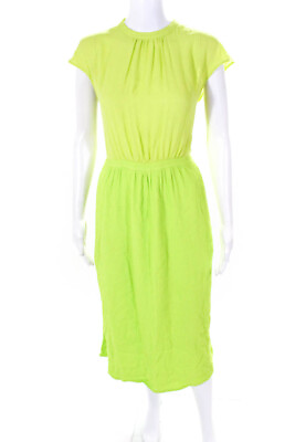 #ad Borsa Donna Womens Stella Chiffon Crepe Sleeveless Midi A Line Dress Green IT 42