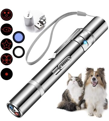 #ad Best Cat Laser Toy 7 Adjustable Patterns Laser Pointer USB Recharge Laser