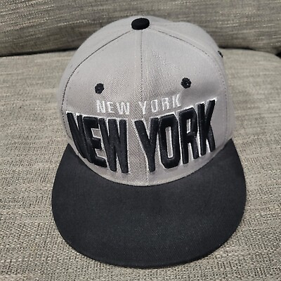 #ad New York New York Original Headwear Premium Snap Back Cap Hat Gray Black