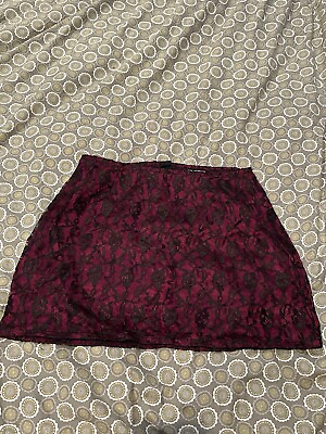 #ad Vintage TRIPP NYC Skirt Red And Black Lace Size L Large