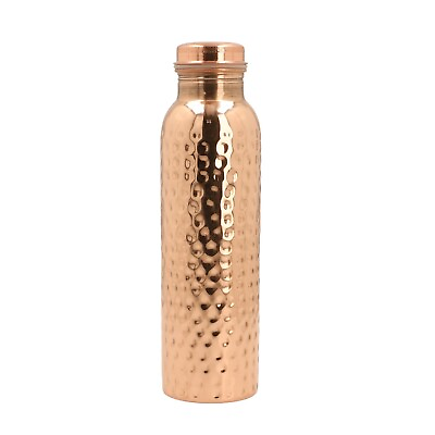 #ad 34oz Pure Copper Water Bottle Handmade Hammered Finish Ayurvedic Health USA