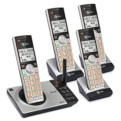 #ad ATamp;T CL82407 DECT 6.0 4 Handset Cordless Phone for Home 4 Handsets Silver USA