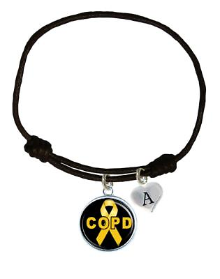 #ad Custom COPD Awareness Black Leather Unisex Bracelet Jewelry Choose Custom Charm