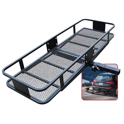 #ad 500lbs Folding Hitch Mount Cargo Carrier Luggage Carrier Basket For SUV 60x21x6