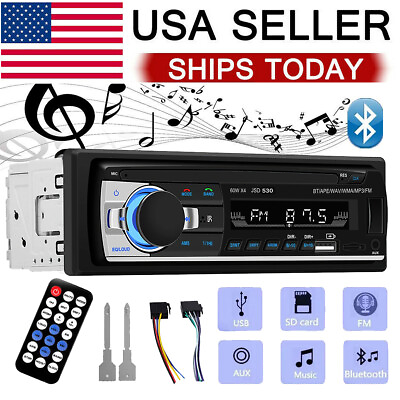 #ad 1din Bluetooth Car Stereo Audio Receiver In Dash FM Aux TF USB MP3 Radio Player