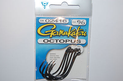 #ad gamakatsu octopus hook size 6 0 # 02416 6 hooks per pack authentic