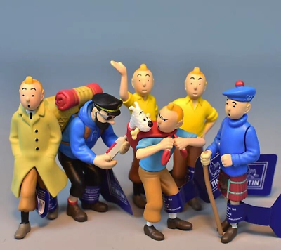 #ad NEW The Adventures Of Tintin Figure Toys Cartoon Collection Model toy 6pc Set
