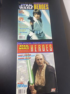 #ad Star Wars Heroes Poster Magazine Lot of 2 Official Topps 1995 1997
