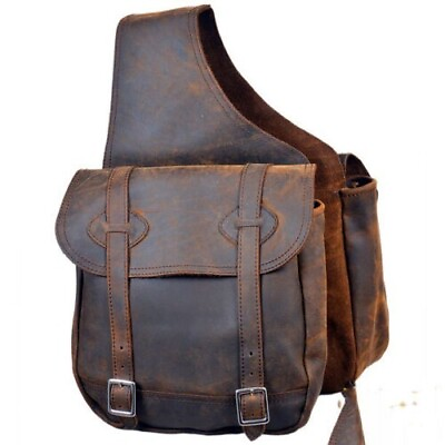 #ad Dark Brown Leather Western Horse Saddle Bag
