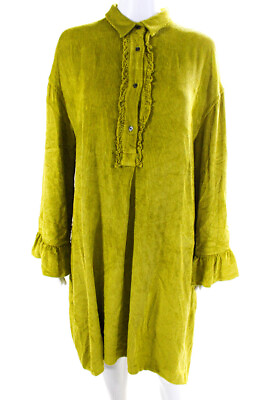#ad Borsa Donna Womens Alexa Corduroy Bell Sleeve Midi Shirt Dress Green Size IT 42