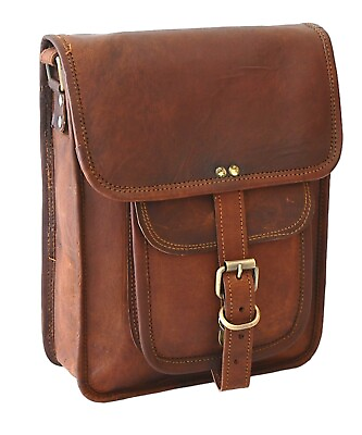 #ad Vintage Leather I pad Bag Full Grain Sturdy Crossbody Satchel Messenger for Men