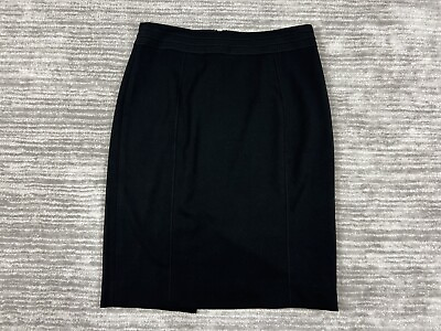 #ad White House Black Market Skirt Womens 8 Black Straight Rayon Blend Slit