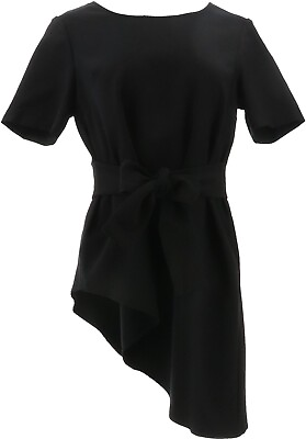 #ad GILI Asymmetrical Peplum Top Tie Noir Black XS NWOT 6