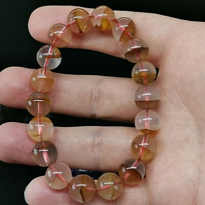 #ad Natural Gold Phantom Bracelet Crystal Round Bead Spiritual Healing