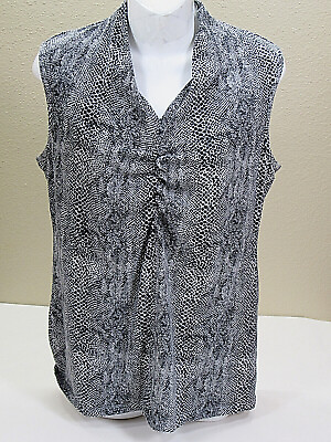 #ad Josephine Chaus L 36in Bust 26L Knit Top Gathered Snakeskin Print Sleeveless