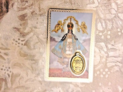 #ad NEW quot;Laminated Our Lady of San Juanquot; Holy card amp; medal. PRISTINE