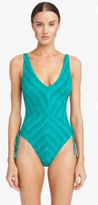 #ad Robin Piccone One Piece Swimsuit Womens Aqua Teal Size 8 Sahara Plunge
