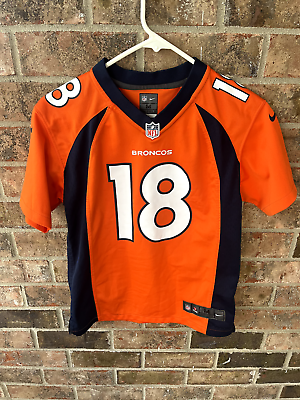 #ad Peyton Manning Denver Broncos #18 Nike On Field Orange Game Jersey Youth Medium