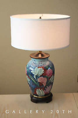 #ad SUBLIME FREDERICK COOPER FLORAL TABLE LAMP PINK LOTUS GINGER JAR CHINOSIERIE