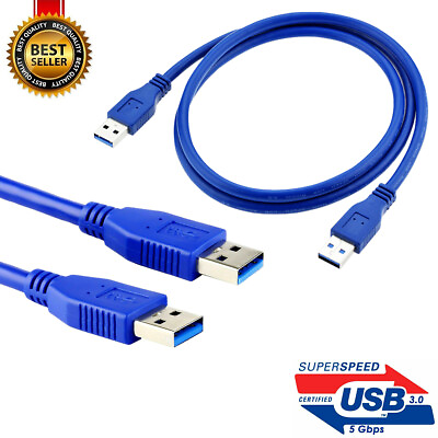 #ad USB 3.0 A Male USB to A Male USB Cable High Speed Data Transfer Cord Blue 6 Feet