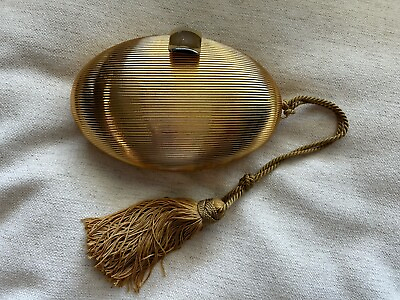 #ad Vintage Delill Gold Clutch Evening Bag Purse Clamshell Tassel Made In Italy
