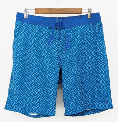 #ad UV Skinz Men#x27;s Size Large Blue Green Geometric Board Shorts UPF 50 Swim Trunks