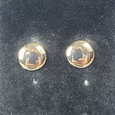 #ad Studded Button Earrings Gold Tone Retro Mid Century Modernist Boho Pierced 0.5quot;