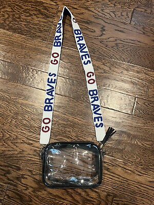 #ad New Hand Beaded Atlanta Braves “Go Braves” Bag Strap And Clear Bag Purse