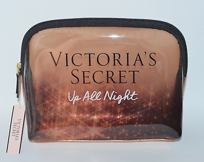 #ad VICTORIA#x27;S SECRET UP ALL NIGHT GOLD MAKEUP COSMETIC CASE BEAUTY BAG ORGANIZER