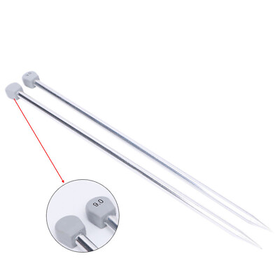 #ad 2 Pcs Aluminum Single Point Knitting Needles Pins Straight DIY Weaving Tool 48