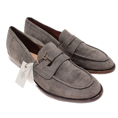 #ad Eleventy NWD Slip On Penny Loafers Drivers Size 43 US 10 in Solid Gray Suede