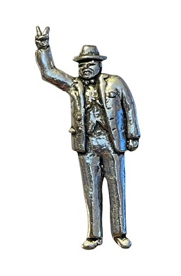 #ad Winston Churchill Detailed Pewter P Lapel Pin Badge